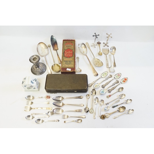 134 - Silver Plated Tea Spoons, Topographical Tea Spoons, etc.