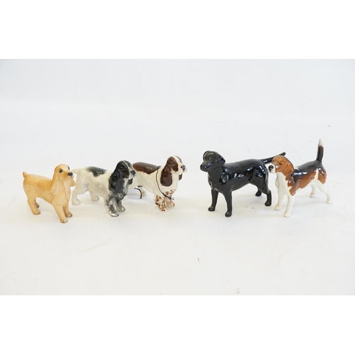 1057 - Five various Beswick Dogs to include Wendover Bill, Black Lab, Spaniel, etc.