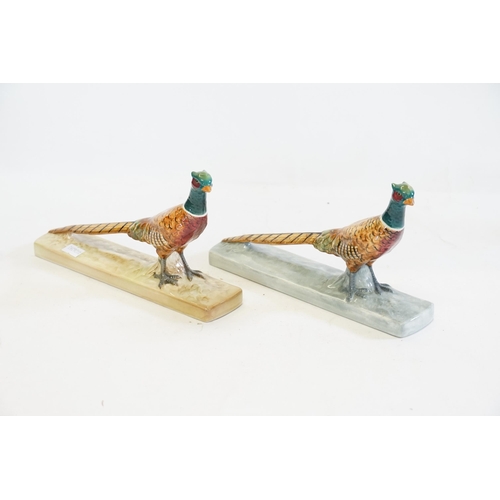 1062 - Two Studies of Beswick Pheasants. Model No: 1774/43. one with light green base & one with Sea Green ... 