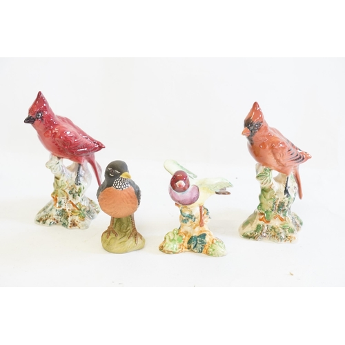 1063 - Four various Beswick Bird Studies to include American Robin No: 2187, a Gouldian Finch No: 1187 & Tw... 