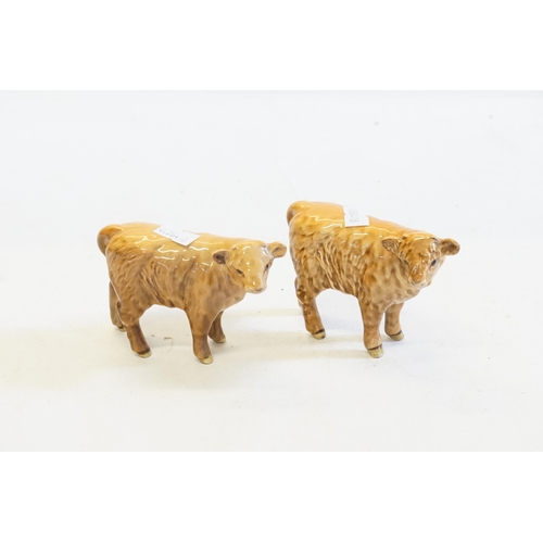 1087 - Two Beswick Studies of Calves in a Tan Glaze.