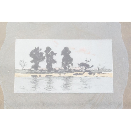 1138 - A Water Colour & Wash Drawing of Cattle in an Estuary, Signed.