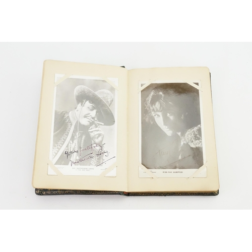 486 - A 1930s Signature/Picture Book containing Photo's & Post Cards to include Miss. Madge Titheradge, Mr... 