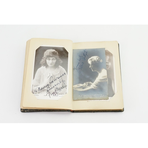 486 - A 1930s Signature/Picture Book containing Photo's & Post Cards to include Miss. Madge Titheradge, Mr... 