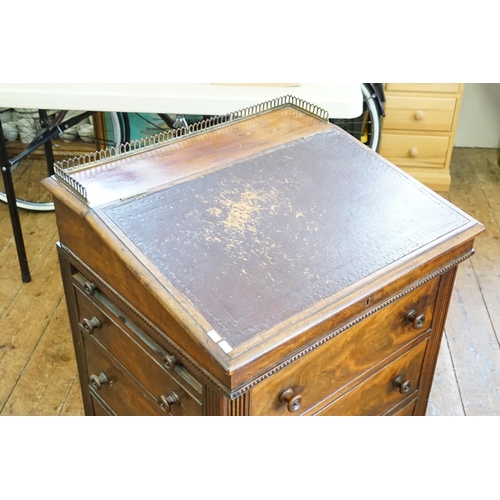 696 - A Regency Mahogany Sliding Top Davenport fitted with a single side swing drawer with a Brass Rail, M... 