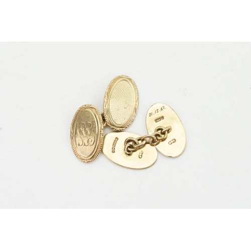 190 - A pair of 9ct Gold cufflinks. Weight 7.3g.