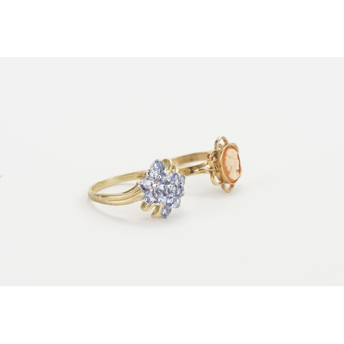 143 - A 9ct gold cameo ring, along with a blue stone 9ct set ring. Weight 5.4g.