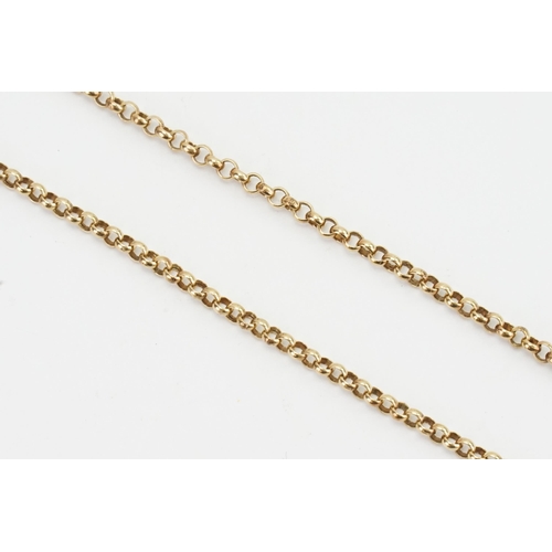 159 - A 9ct gold hoop link chain. Weight 5.5g. Length 64cm.