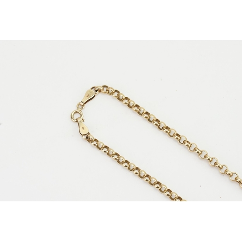 159 - A 9ct gold hoop link chain. Weight 5.5g. Length 64cm.