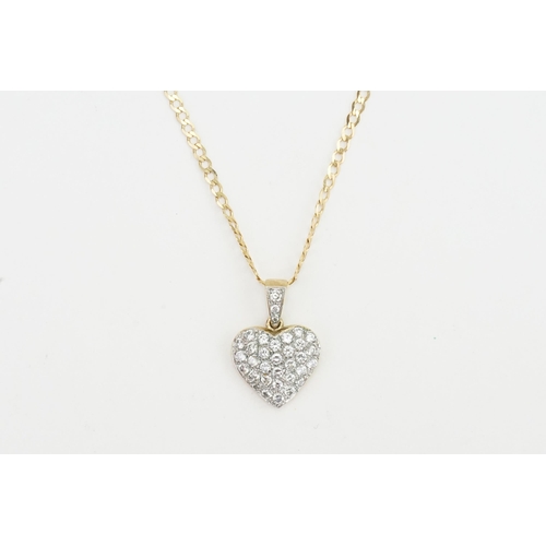 167 - A 9ct gold love heart pendant with paste stones, hung on a 9ct chain. Weight 8g.