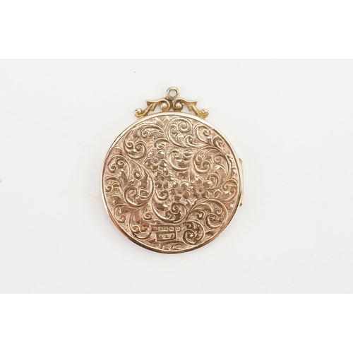 173 - A 9ct gold Victorian style locket. Length 3cm. Weight 6.3g.