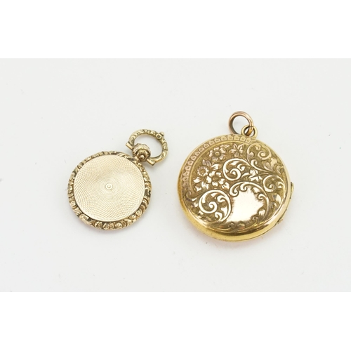 239 - A 9ct gold locket, along with a larger plated locket.