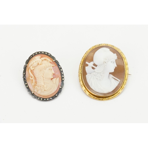 242 - A 9ct gold mounted cameo, along with a smaller one.