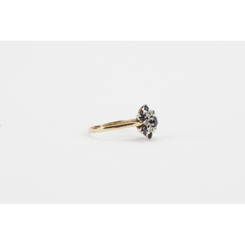 212 - A 9ct gold sapphire and diamond set ring. Weight 2.8g. Size T.