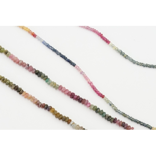 215 - A sapphire set multicoloured necklace, along with a tourmaline multicoloured necklace.