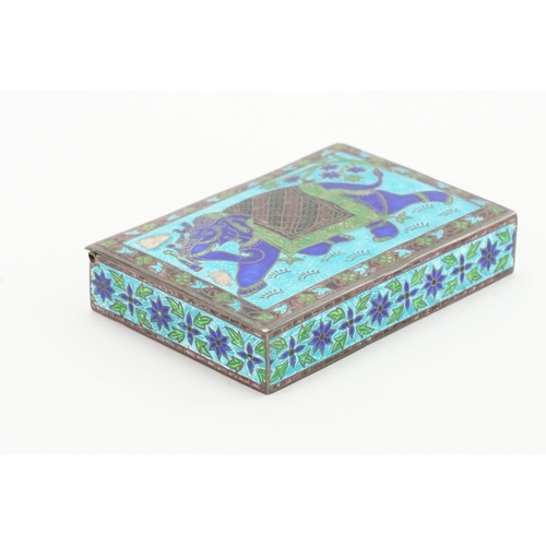 3 - A 925 marked enamelled box, decorated with an elephant. Weight 169g.