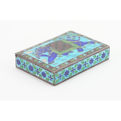 3 - A 925 marked enamelled box, decorated with an elephant. Weight 169g.