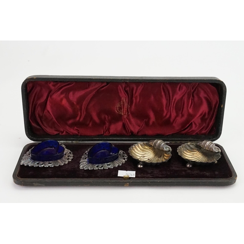 27 - A James Deakin & Sons 1893 silver cased set with shell and love heart design. Weight 51.g.