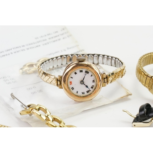 351 - A collection of various watches, to include a 9ct gold cased watch.