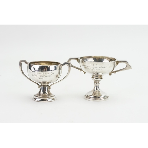 66 - Two silver trophy cups. Weight 189g.