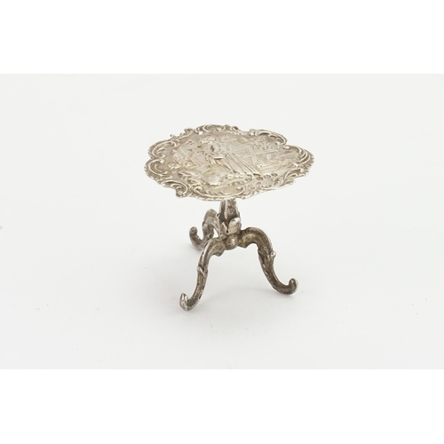 71 - A 1896 Samual Boyce Landeck silver miniature table. Weight 16.2g.