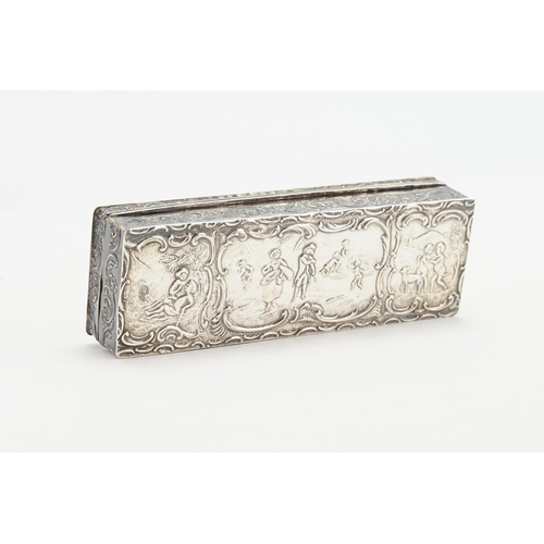 74 - A 1894 Victorian silver embossed pot, embossed with cherubs. Weight 109g. 12.5cm x 4.3cm.