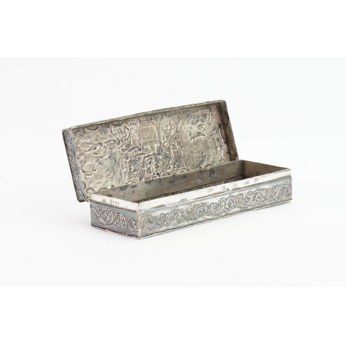 74 - A 1894 Victorian silver embossed pot, embossed with cherubs. Weight 109g. 12.5cm x 4.3cm.