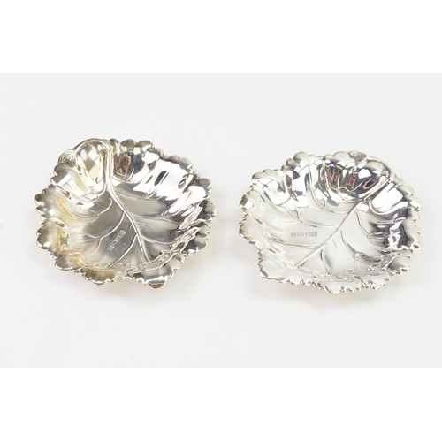 78 - A 1965 silver Barker Ellis Leaf decorated pin dishes. Weight 59g