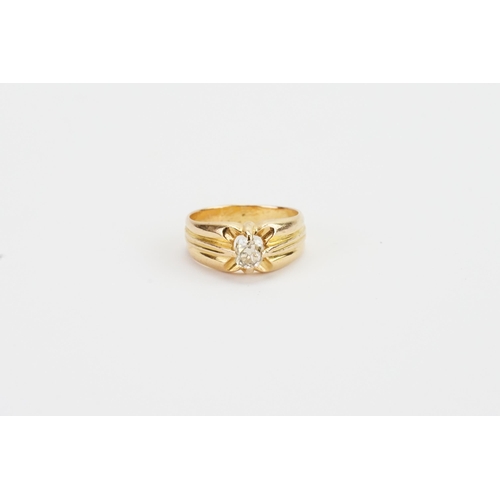 271 - A foreign marked gold old mine cut diamond ring, set with a 0.5ct diamond. Weight 6g. Size O.