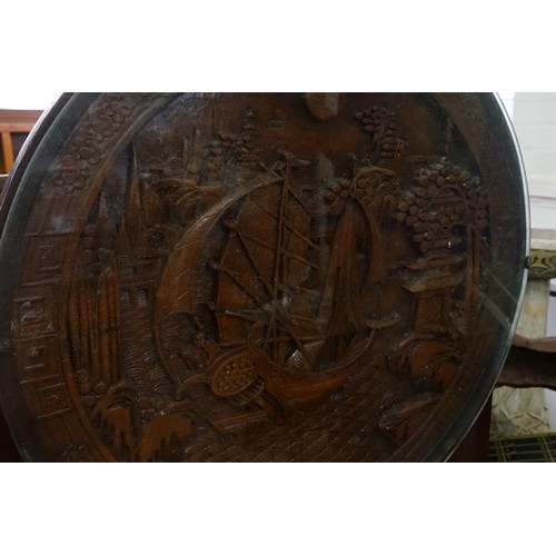 705 - A Fold-Over Top Carved Chinese Tea Table.