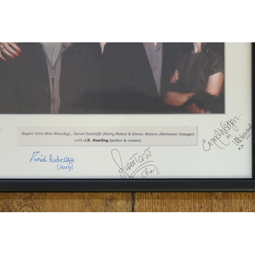 485 - Ex Robinson Collection - Framed Photograph of J.K. Rowling with Rupert Grint, Daniel Radcliffe & Emm... 