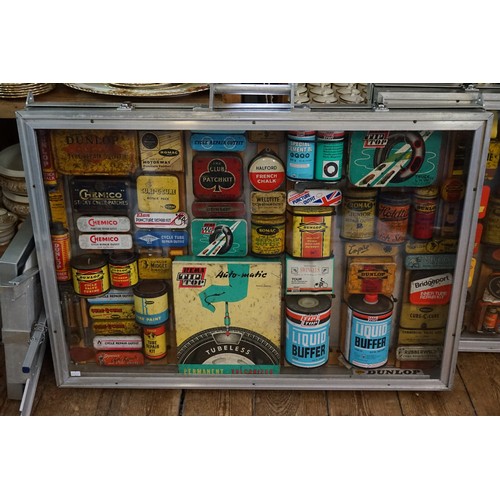 617 - An Aluminium Collectors Case containing a collection of Original Tins for Puncture Repairs with make... 