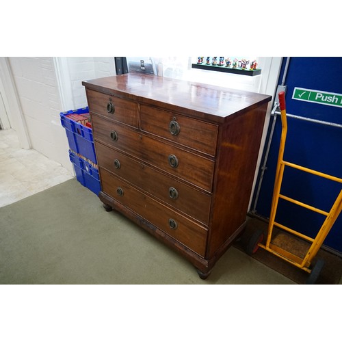 715 - An Antique Mahogany Straight Front Chest witted with Three Long & Two Short Drawers hung with Cast &... 