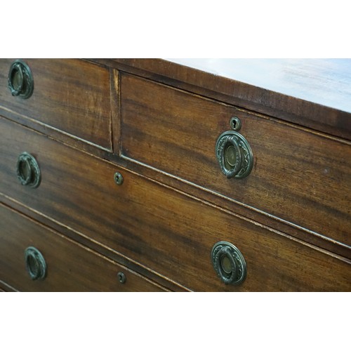 715 - An Antique Mahogany Straight Front Chest witted with Three Long & Two Short Drawers hung with Cast &... 