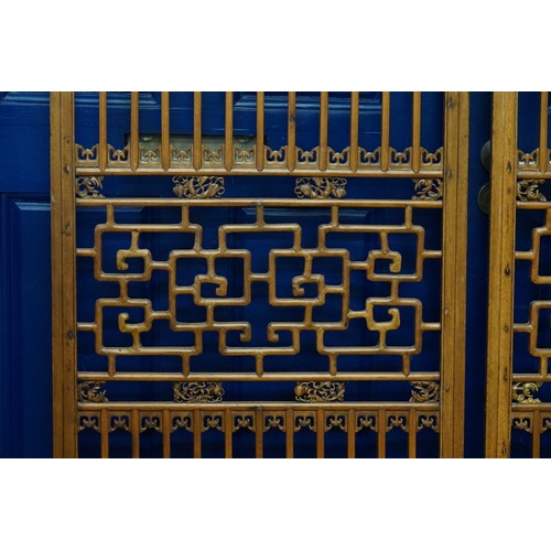 426 - A Pair of Chinese Hardwood & Pierced decorated Screens. Measuring: 60cms x 163cms.