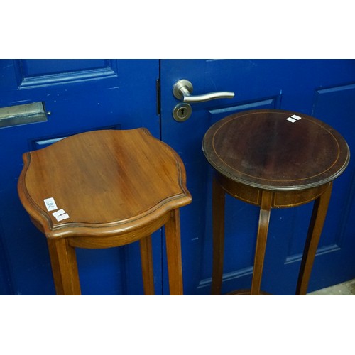 707 - Two Edwardian Inlaid & Plain Jardiniere Stands.