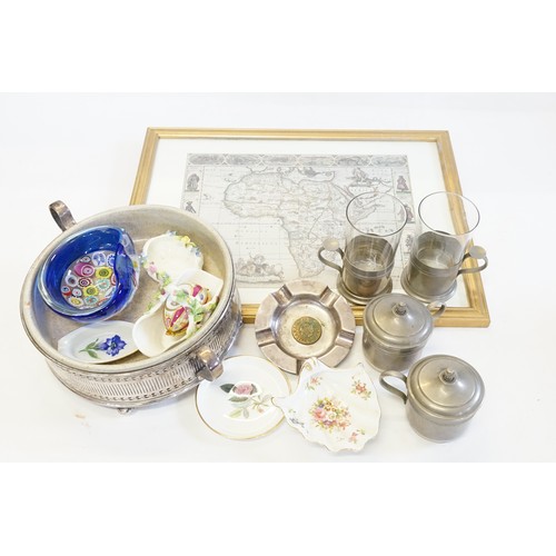 822 - A Collection to include a Map, decorative China, Silver Plate, Glass, China, etc.