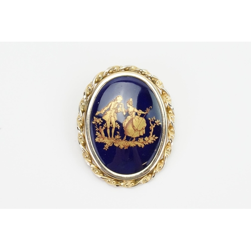 76 - A Limoges Brooch in a Gilt Metal Frame in Box.