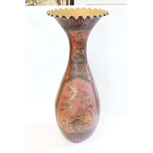 530 - A Late 19th Century Japanese made & later lacquered Vase decorated with garden landscapes, Birds & a... 