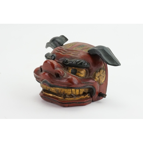 494 - A Thailand Dragon Ornament designed with an Open Mouth in Red & Gold Lacquer.