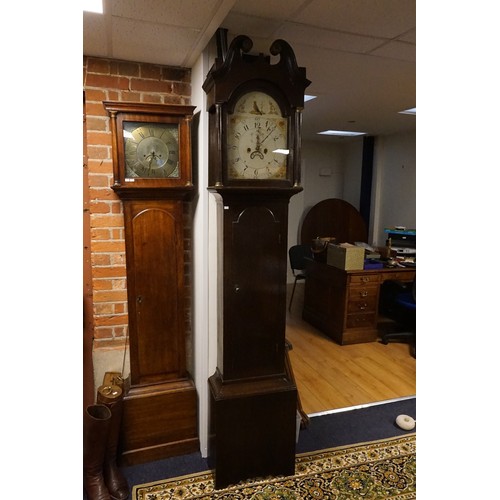 221 - A Late 18th Century Oak Cased Grandfather Clock with a Painted Face, Date, Second Sweep, painted wit... 