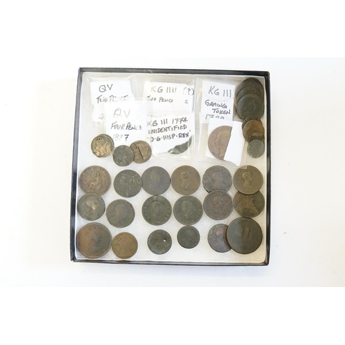 236 - A Tray of Bronze Coins to include George III & George IV Penny's & Half pennies. Approx 30+.