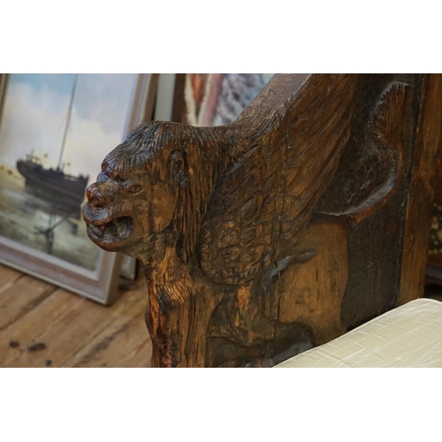 434 - A 1920s Heavily Carved Oak & a Carved Back 