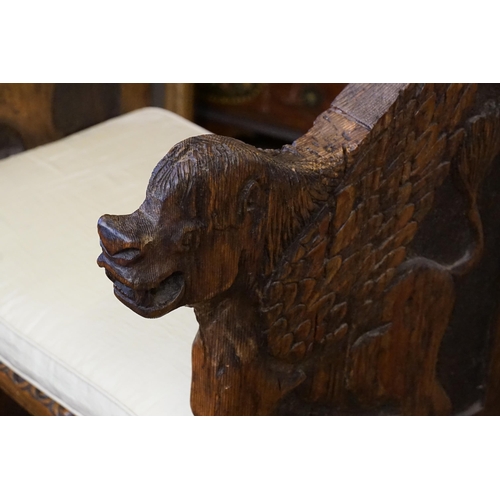 434 - A 1920s Heavily Carved Oak & a Carved Back 