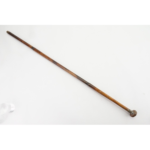 284 - A Japanese Mixed Metal Manju shaped Walking Stick.