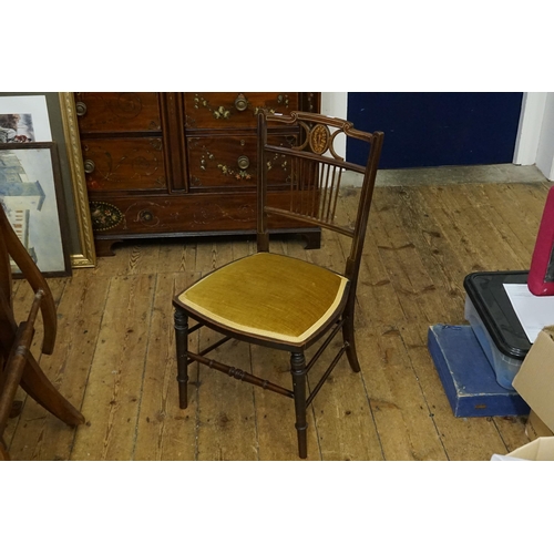 441 - An Edwardian Satinwood inlaid Bedroom Chair resting on Turned Legs.