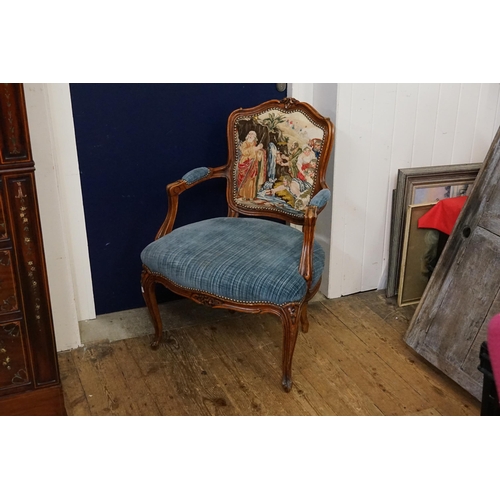 443 - A French Beech Framed Needle Work Backed Chair 