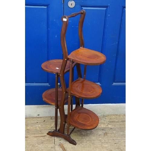 429 - An Edwardian Satinwood inlaid Five Tiered Cake Stand in a Line inlay.