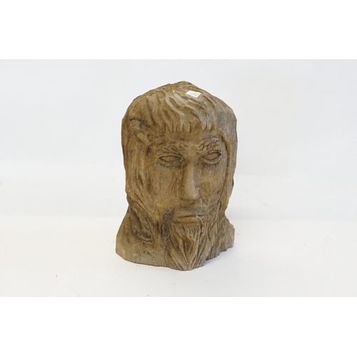 710 - A Carved Oak Study of a Rustic Peasants Head.