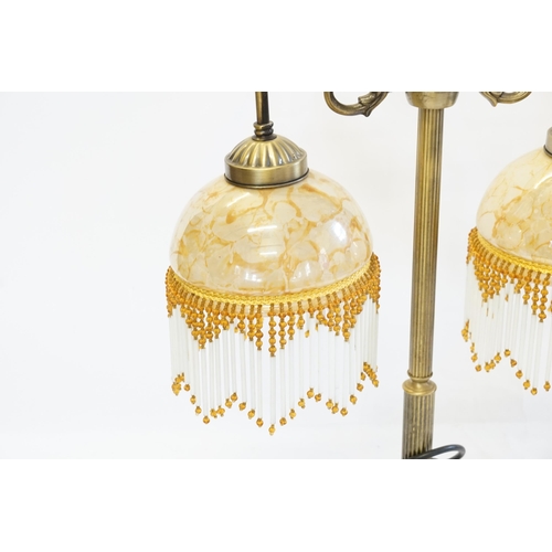 694 - A Reproduction Brass effect Table Lamp with Twin Shades.